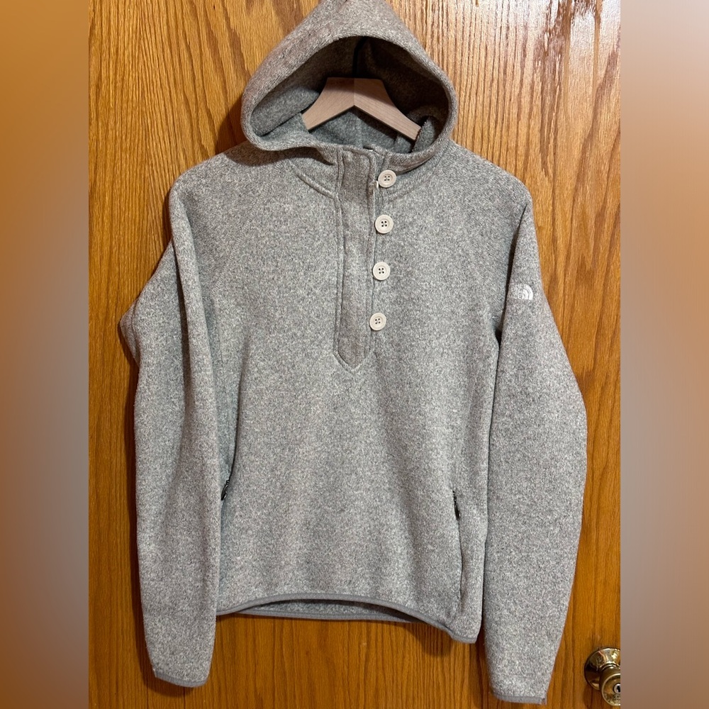 The North Face Women's Gray Hooded Button Pullover